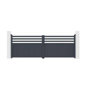 Puerta batiente regulable ancho 4m nevis h.140cm aluminio gris