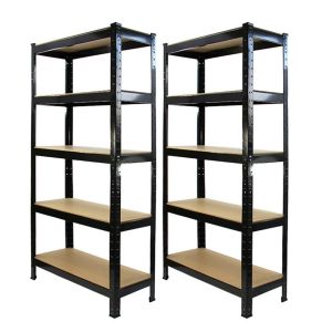 2 estanterías t-rax de acero sin tornillos negras 75cm de ancho