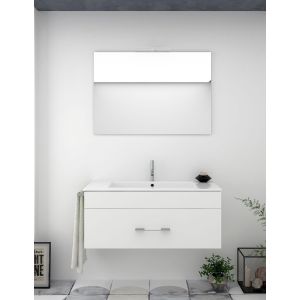 Mueble de baño florencia con lavabo y espejo 60x35cm blanco