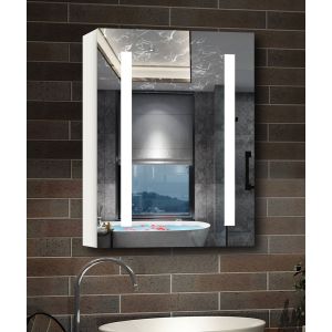Armario con espejo para baño 70 x 40cm con LED luz y función antivaho
