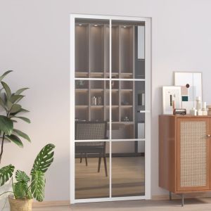 Puerta interior vidrio egs y aluminio blanco 93x201,5 cm wef7100