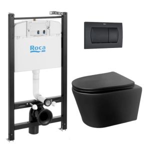 Pack cisterna roca active y pulsador negro mt con wc lia negro de aqua