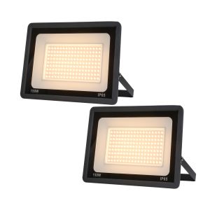 Pack de 2 focos proyectores LED exterior 150w, luz blanca cálida 3000K