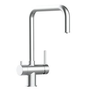 Grifo de cocina 3 vías acero inox cepillado caño N giratorio