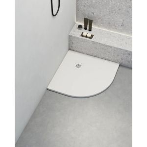 Plato de ducha poaLGi - 80x80 cm semicircular - blanco - extraplano