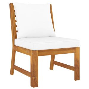 vidaXL sofá seccional central con cojín crema madera maciza acacia