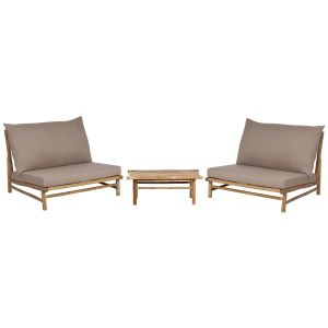 Conjunto de jardín con mesa 2 plazas todi madera de bambú gris pardo