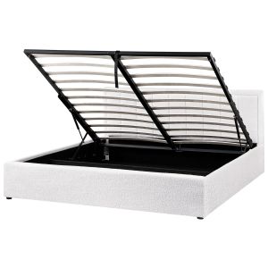 Cama con almacenaje montlaur bouclé blanco 180 x 200 cm