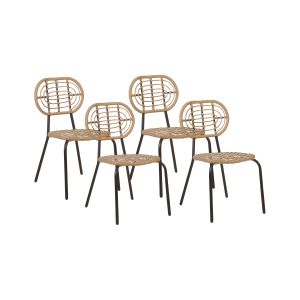 Conjunto de 4 sillas de jardín pratello ratán sintético natural