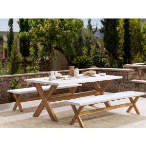 Banco de jardín olbia 200 cm cemento blanco