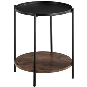Mesa auxiliar 45,5x54,5cm, madera industrial oscura, rústica