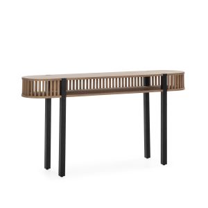 Consola 150x33x80 madera arena, metal negro