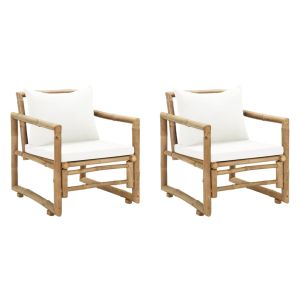 vidaXL sillas de jardín con cojines 2 unidades bambú