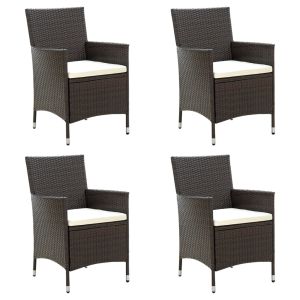 vidaXL sillas de jardín con cojines 4 unidades ratán sintético marrón