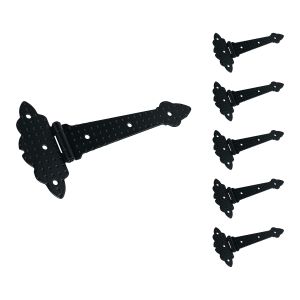 Mpascual - bisagras negras tipo t | forja | 120x65mm - pack 6 unds