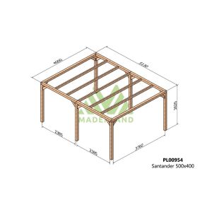 Pérgola de madera laminada - santander 500x400cm (maderland)