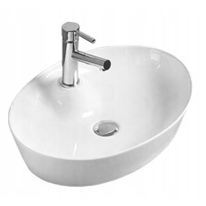 Lavabo cerámico sobre encimera, 55x40x11 cm, blanco