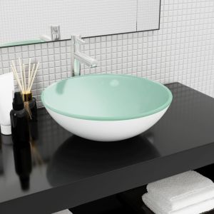 Lavabo de vidrio templado blanco 42x14 cm es8763