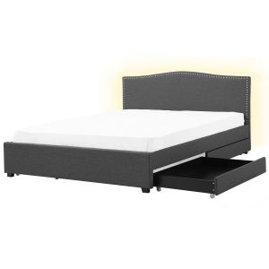 Cama con cajones montpellier tela gris oscuro 180 x 200 cm LED