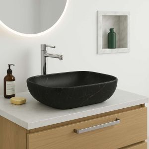 Lavabo de sobreponer mini ovalo cerámica 46,5x13x33,5 cm negro marquina
