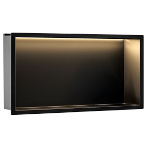 Rea repisa de baño empotrada LED 30x60 black, 10x60x30 cm