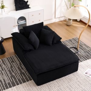Sofá reclinable sin estructura pana negro reposabrazos anchos