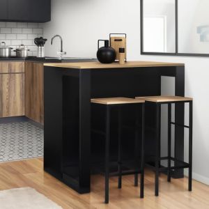 Mesa de bar tipo isla - madera negra - 113x60x90 cm