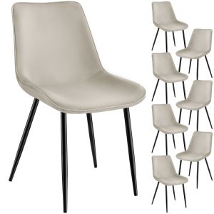 8 sillas de comedor acolchadas, aterciopeladas 48 x 59 x 82,5 cm crema