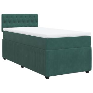 vidaXL cama box spring con colchón terciopelo verde oscuro 90x200 cm