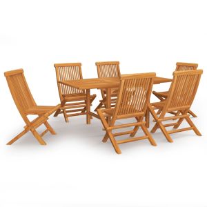 vidaXL conjunto de comedor de jardín 7 piezas madera maciza de teca