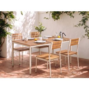 Conjunto de comedor exterior 4 plazas corricella madera de acacia marrón