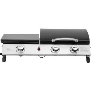 Plancha de gas con tapa "rasio" - 7,5 kw - 3 fuegos - negra