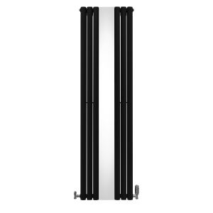 Radiador columna ovalada con espejo y válvula - 1800mm x 500mm - negro