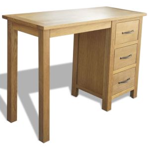 vidaXL escritorio con 3 cajones madera maciza de roble 106x40x75 cm