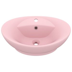 vidaXL lavabo lujoso con rebosadero cerámica rosa mate 58,5x39 cm