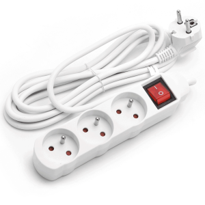 Aigostar regleta alargador 3 tomas, protección infantil, 1.5 m, blanco