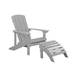 Silla de jardín adirondack con reposapiés gris claro