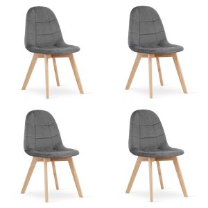Silla valora nuuc, terciopelo gris oscuro, diseño ergonómico (x4)