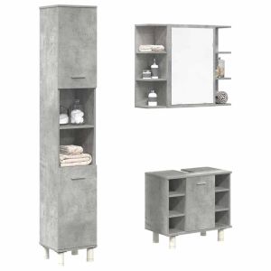 Set muebles de baño 2 piezas madera contrachapada gris hormigón esb5887