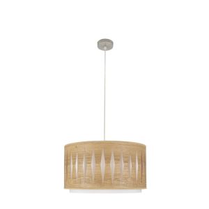 CoLGante alexandra 1xE27 niquel/madera clara regx40x40 cm