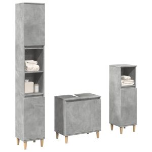 Set muebles de baño 2 piezas madera contrachapada gris hormigón esb6288