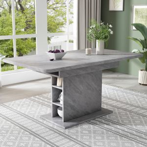 Mesa de comedor extensible con almacenaje aglomerado gris 74x120x80cm