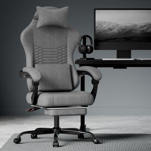 Silla oficina ergonómica tela gris oscuro con reposapiés
