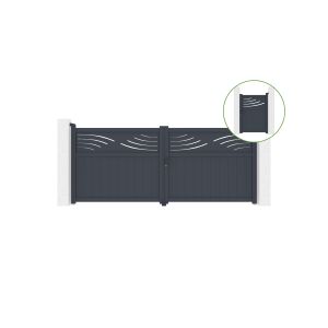 Puerta abatible 3,4m halti al.140cm aluminio + cancela 1m al.140cm