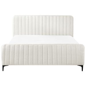Cama bouclé lunan 160 x 200 cm blanco crema
