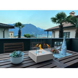 Chimenea bioetanol sunset garden mini gris con cristal