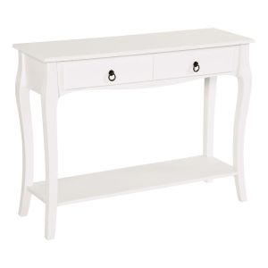 Mesa consola 100x33x75 cm tablero de mdf y madera de pino color blanco