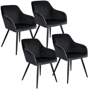 4 sillas de comedor aterciopeladas 58 x 62 x 82 cm negro