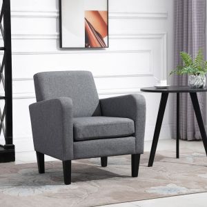 Sillón individual poliester gris claro para salón y dormitorio 66x72x74cm