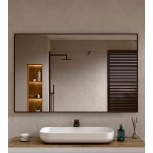 Espejo de baño rectangular marco negro 80×120 cm (al×an) bellobath